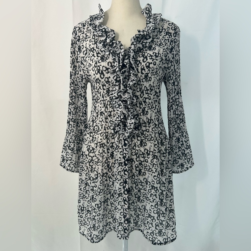 VTG 90s ALLISON TAYLOR Long-Sleeve Leopard Print Mini Dress